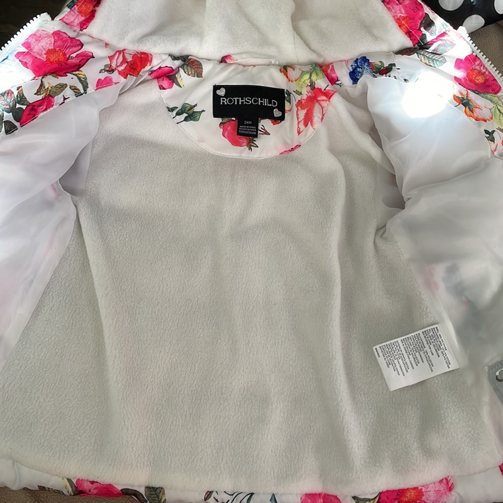 Rothschild  Girls Floral Print Fleece Lined Puffer Jacket 24 M - Picture 13 of 16